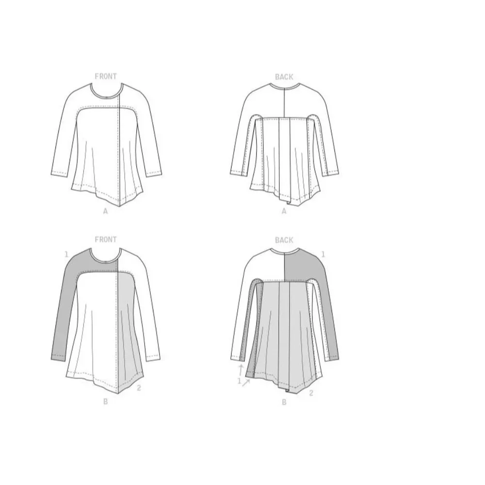 Butterick B6735 Katherine Tilton Misses Top‎ Pattern with Asymmetrical Hem XS-M